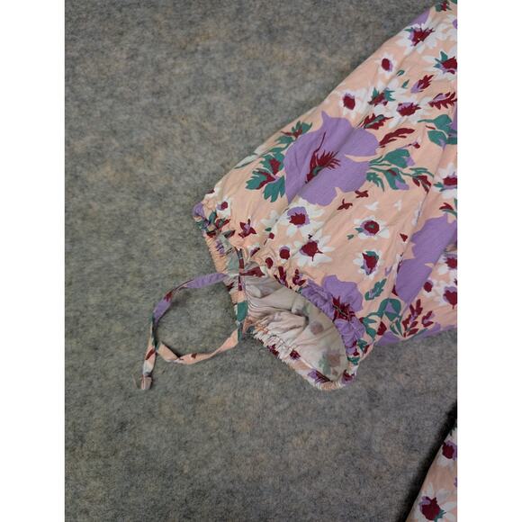 ASOS Design Size 10 Pink Purple Floral Puff Sleeve Midi Wrap Dress 100% Cotton - Picture 3 of 8
